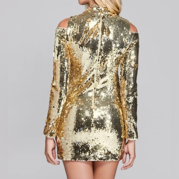 NWT Marciano Caela Sequin Cold Shoulder Mini Dress - Picture 4 of 12